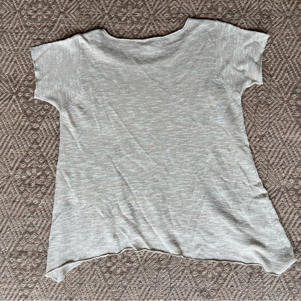 Eileen Fisher Beige Short Sleeve Organic Linen Knit Women's Sweater Size Large C - Picture 7 of 7